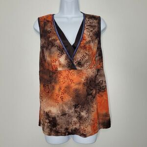 Vintage y2k grunge fairy brown orange flower print witchy top size xl